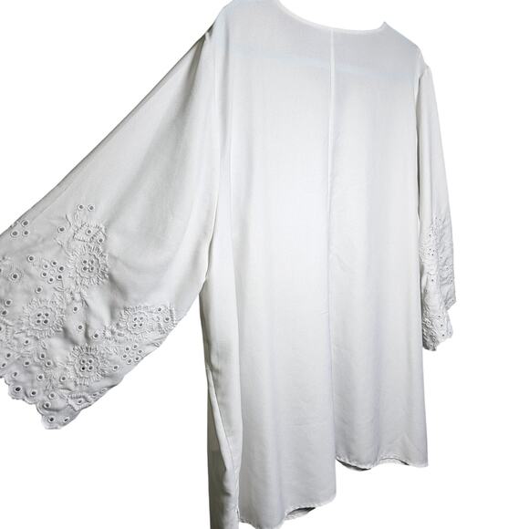 Catherines White Eyelet Embroidered Sleeve Blouse 2x - Picture 1 of 10